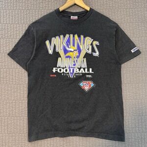 Vtg 90s Trench Minnesota Vikings T Shirt Mens XL Gray Single Stitch USA Made NFL